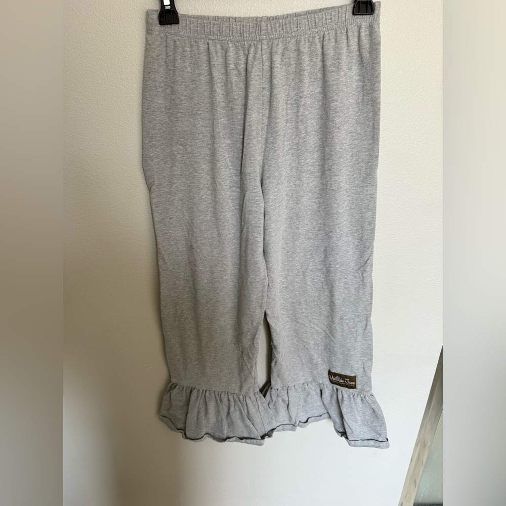 Matilda Jane Light Gray Ruffle Pants Shabby Chic Casual Every Day Wear Size 14